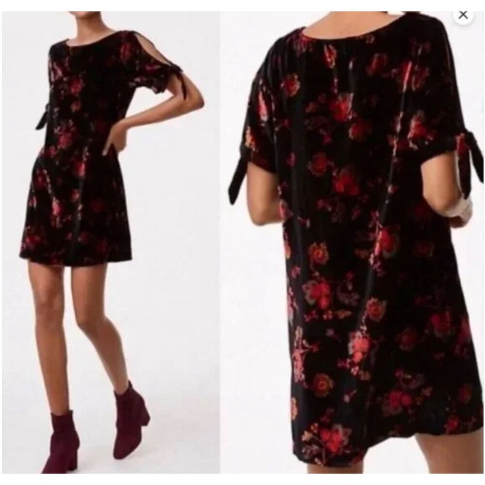 NWT Ann Taylor LOFT Women's Velvet Floral Shift Mini Dress Size Medium - Picture 3 of 9